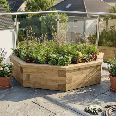Octagonal Raised Planter / 1.65 x 0.35m