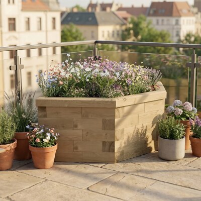 Hexagonal Wildflower Bed / 1.55 x 0.924 x 0.55m