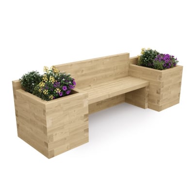 Long Planter Seat with Bookend Beds / 2.7 x 0.75 x 0.85m