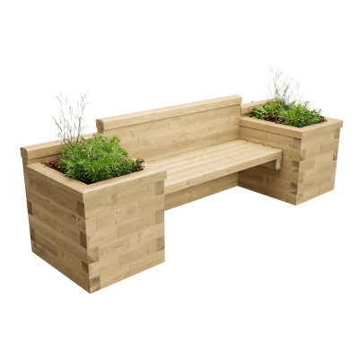 Long Planter Seat with Bookend Beds / 2.7 x 0.75 x 0.85m
