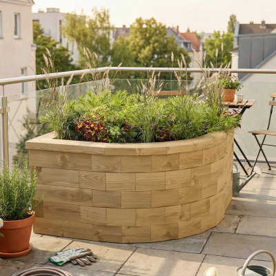 Curved Corner Raised Bed / 0.75 x 0.75 x 0.55m