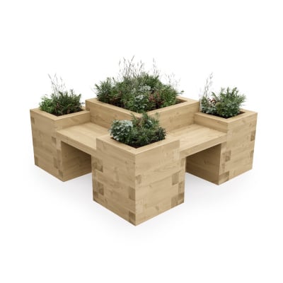 Four Sided Planter Seat with Centre and Corner Beds / 1.5 x 1.5 x 0.65m