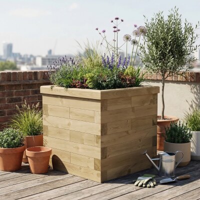 Large Wooden Cubic Garden Planter / 0.75 x 0.75 x 0.75m