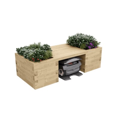 Robot Lawn Mower Garage with Planter Bench / 2.025 x 0.9 x 0.55m