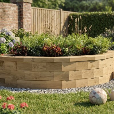 Large Curved Corner Raised Bed / 2.25 x 2.25 x 0.45m