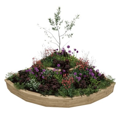 Cascading Curved Corner Raised Bed / 2.25 x 2.25 x 0.45m