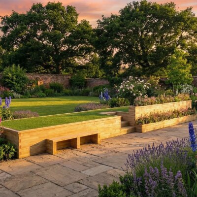 Large Retaining Wall with Seating and Border Planting / Bespoke Customer Design