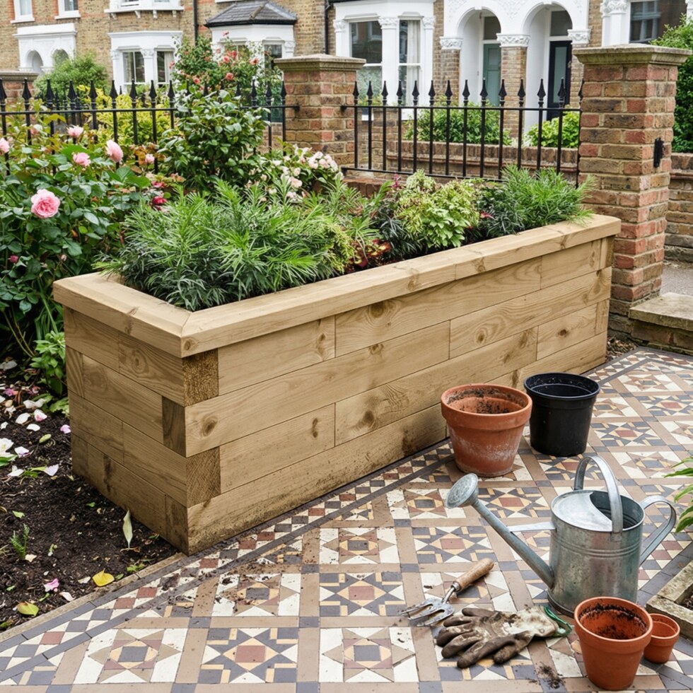 Wooden Slender Garden Planter / 1.125 x 0.45 x 0.45m | WoodBlocX