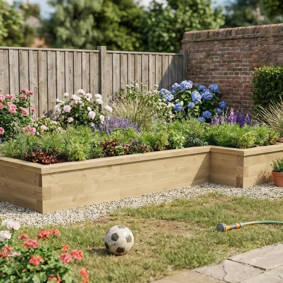 L-Shaped Raised Garden Bed / 2.625 x 1.125 x 0.75 x 0.35m | WoodBlocX