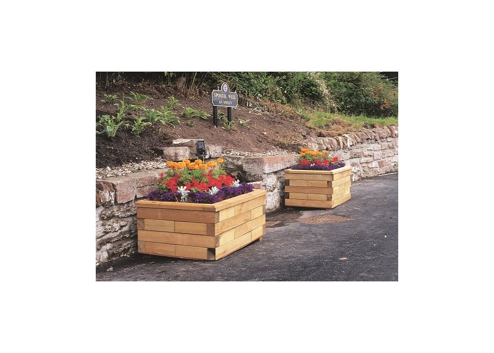 Railway Sleeper Style Raised Flower Bed / 1.5 x 0.75 x 0.45m