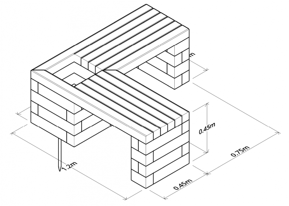 Buddy Bench / 1.2 x 1.2 x 0.45m