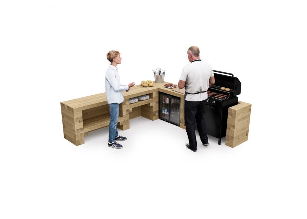 Wooden Outdoor Kitchen / 2.325 x 2.25 x 0.65m
