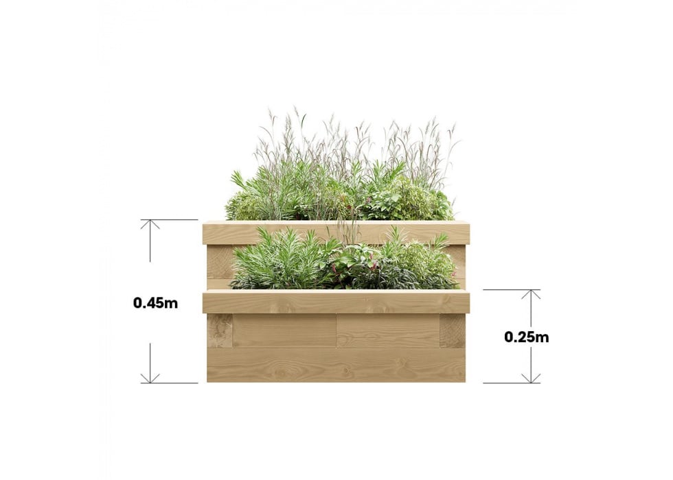 Long Stepped Planter / 3.75 x 0.75 x 0.45m