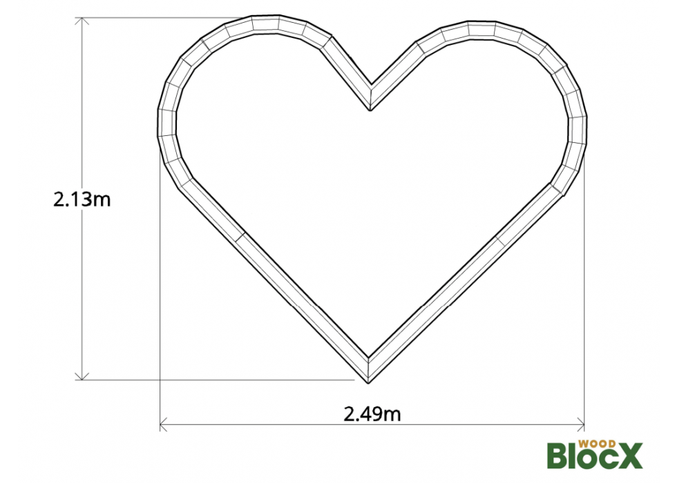 Heart Shaped Flower Bed / 2.115 x 1.5 x 0.45m