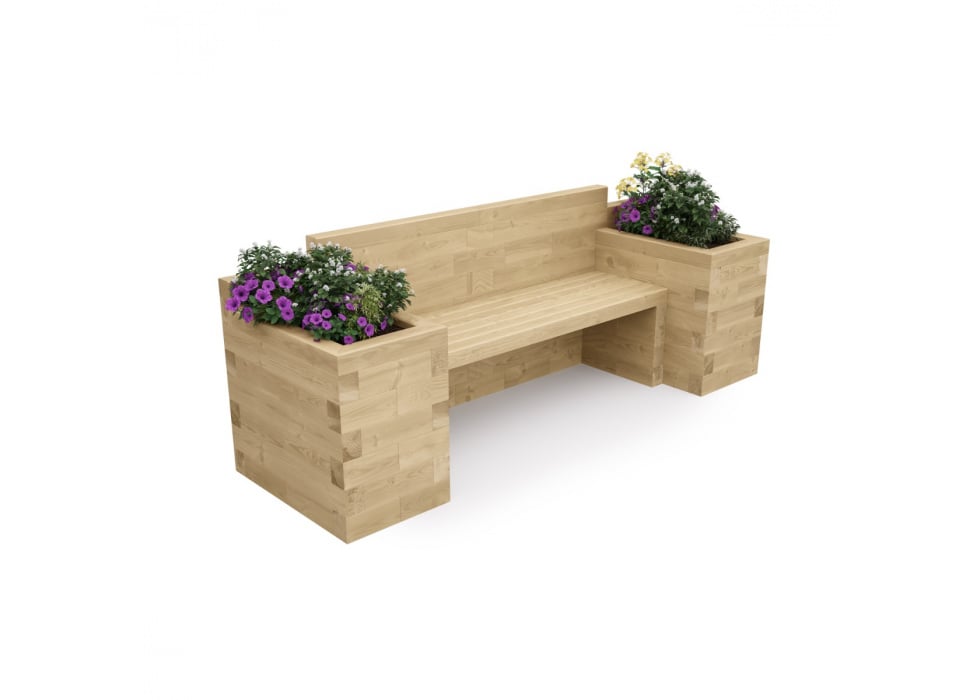 Garden Bench with Bookend Planters 2.4 x 0.75 x 0.85m