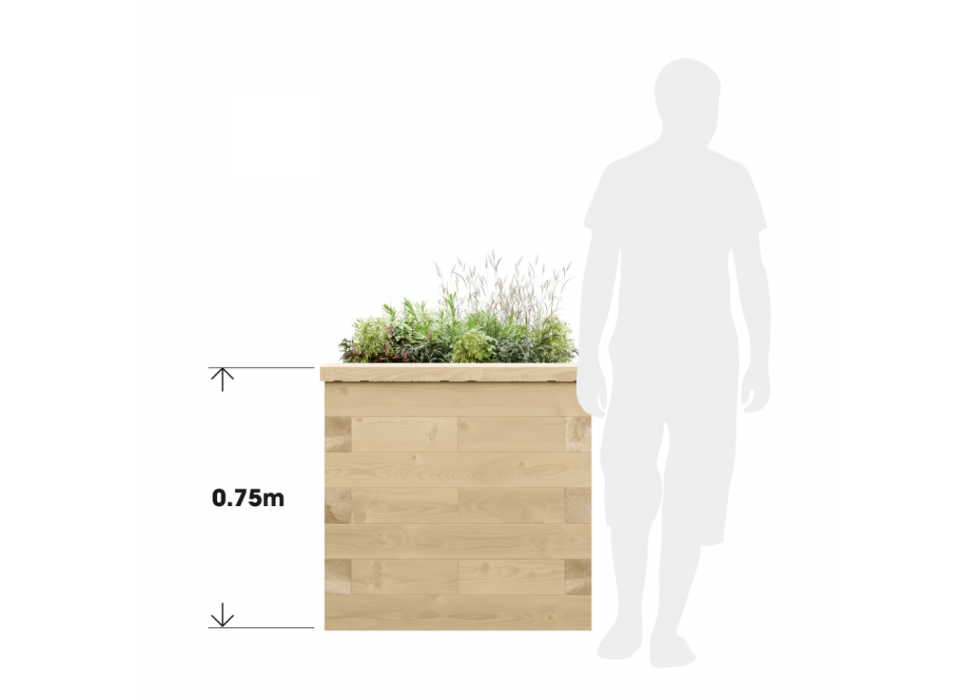 Large Wooden Cubic Garden Planter / 0.75 x 0.75 x 0.75m