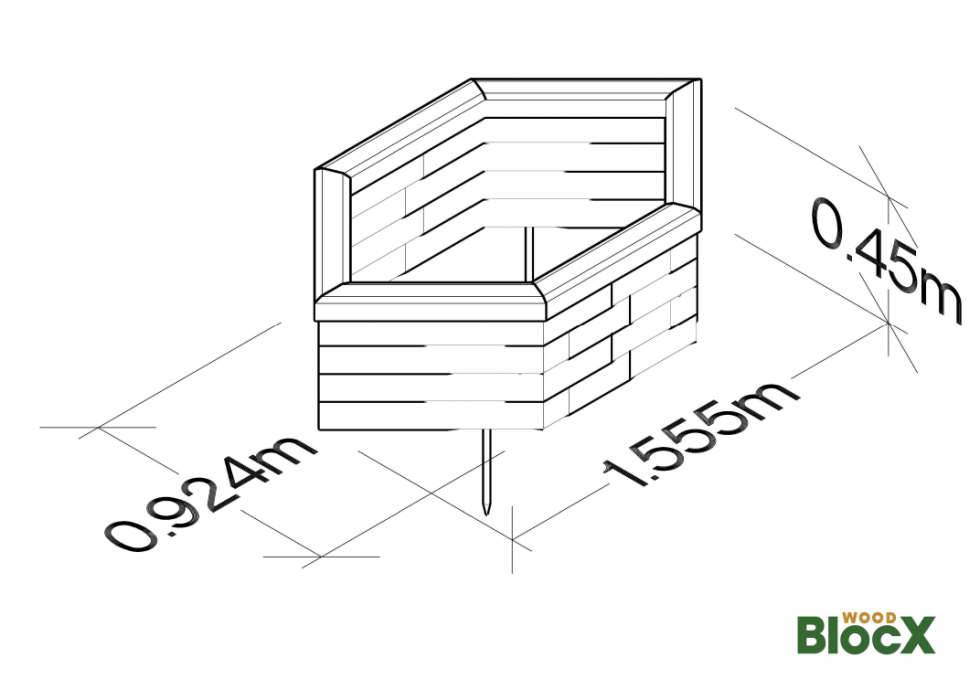 Hexagonal Garden Planter / 1.55 x 0.924 x 0.45m