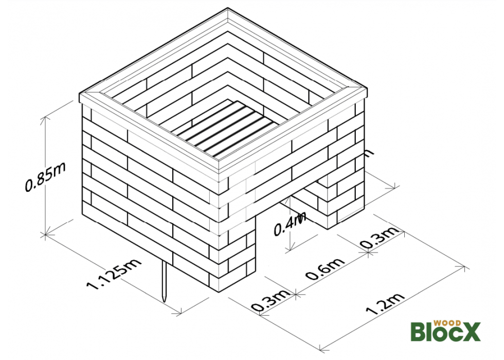 Robotic Lawn Mower House with Planter / 1.2 x 1.125 x 0.85 m