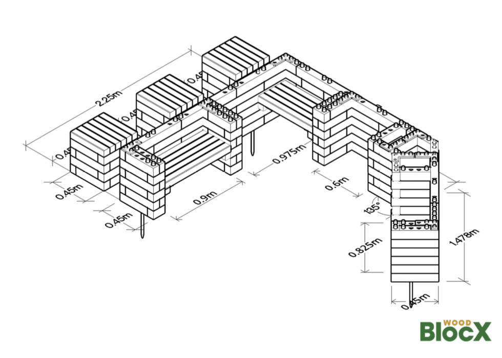 Modular Outdoor Kitchen / 2.25 x 2.078 x 1.478 x 0.60 m (without countertop)