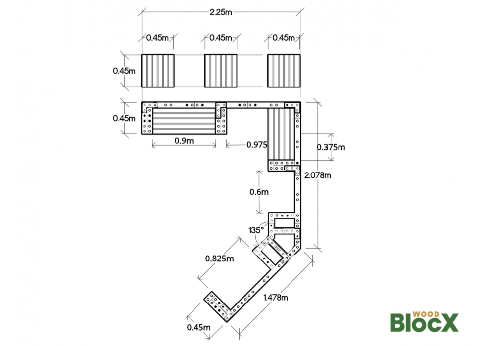 Modular Outdoor Kitchen / 2.25 x 2.078 x 1.478 x 0.60 m (without countertop)