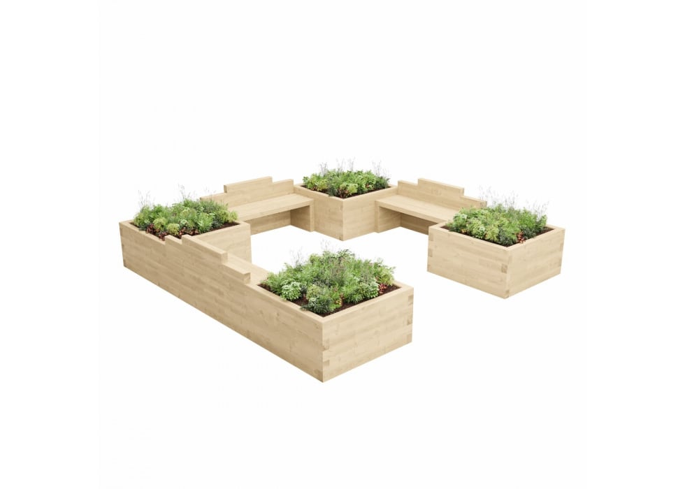 Acel wooden planter bench top