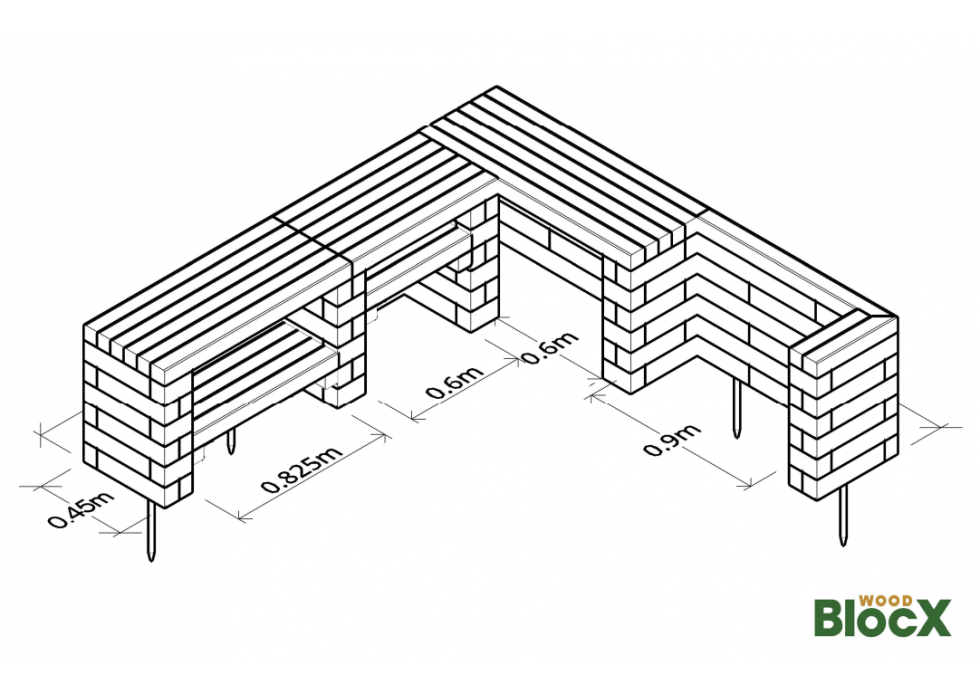 Wooden Outdoor Kitchen / 2.325 x 2.25 x 0.65m