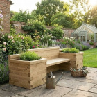 Garden Bench with Bookend Planters / 2.4 x 0.75 x 0.85m