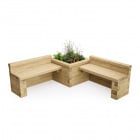 Double Bench with Corner Planter Bed / 1.875 x 1.875 x 0.65m