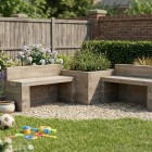 Double Garden Bench with Corner Planter / 1.875 x 1.875 x 0.65m