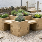 Four Sided Planter Seat with Centre and Corner Beds / 1.5 x 1.5 x 0.65m