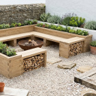 Square Fire Pit Planter Bench / 4.35 x 3.675 x 0.85 m