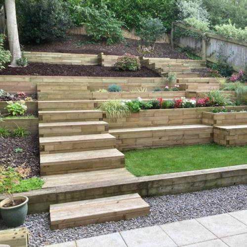 Phil's sloped garden retaining wall