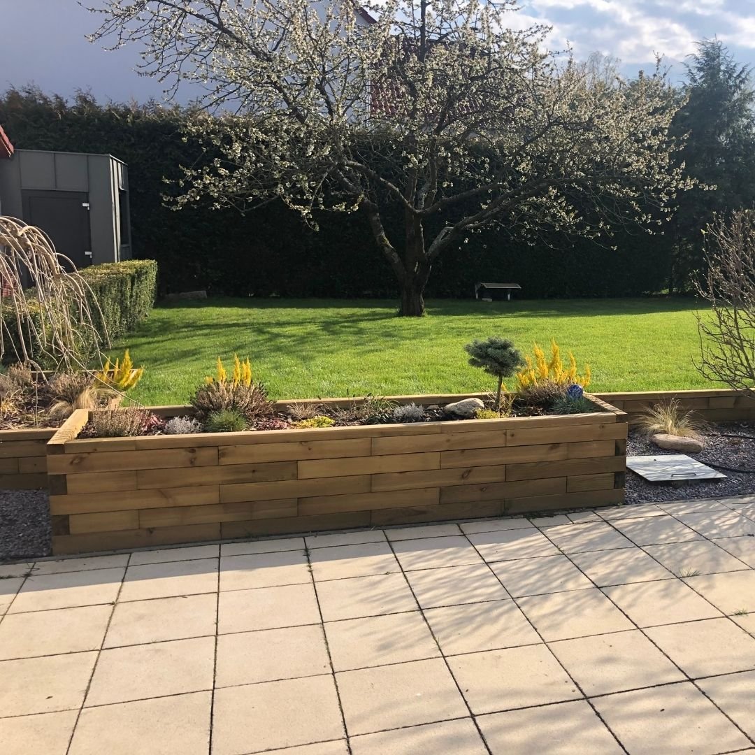 Raised garden bed on patio