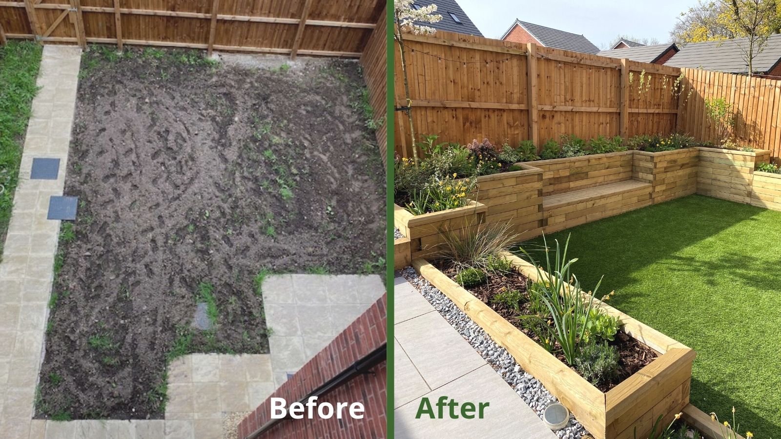 WoodBlocX garden before and after