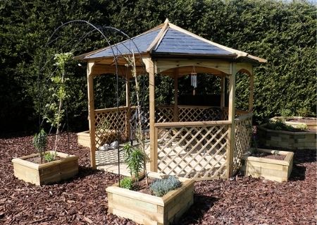 Gazebo and raised beds