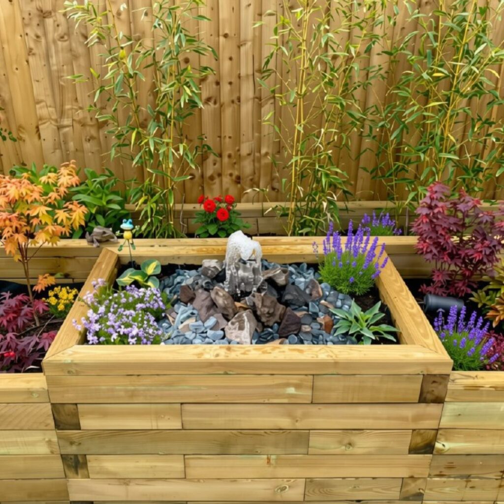 Installing a water feature in a raised bed