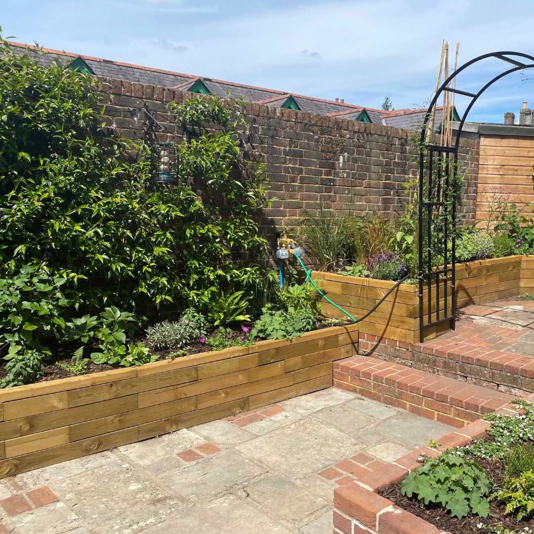 Full garden beds and borders