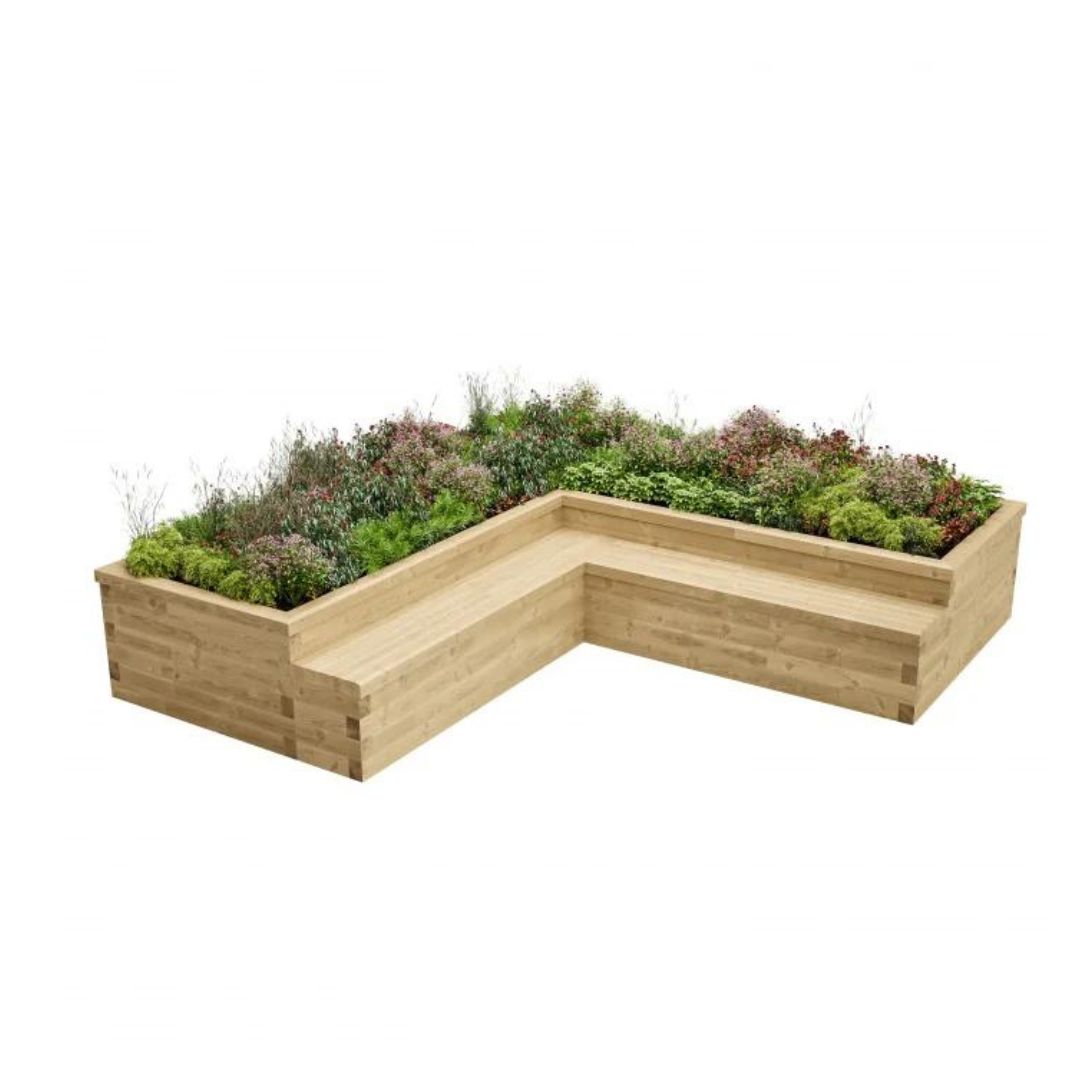L shape planter bench